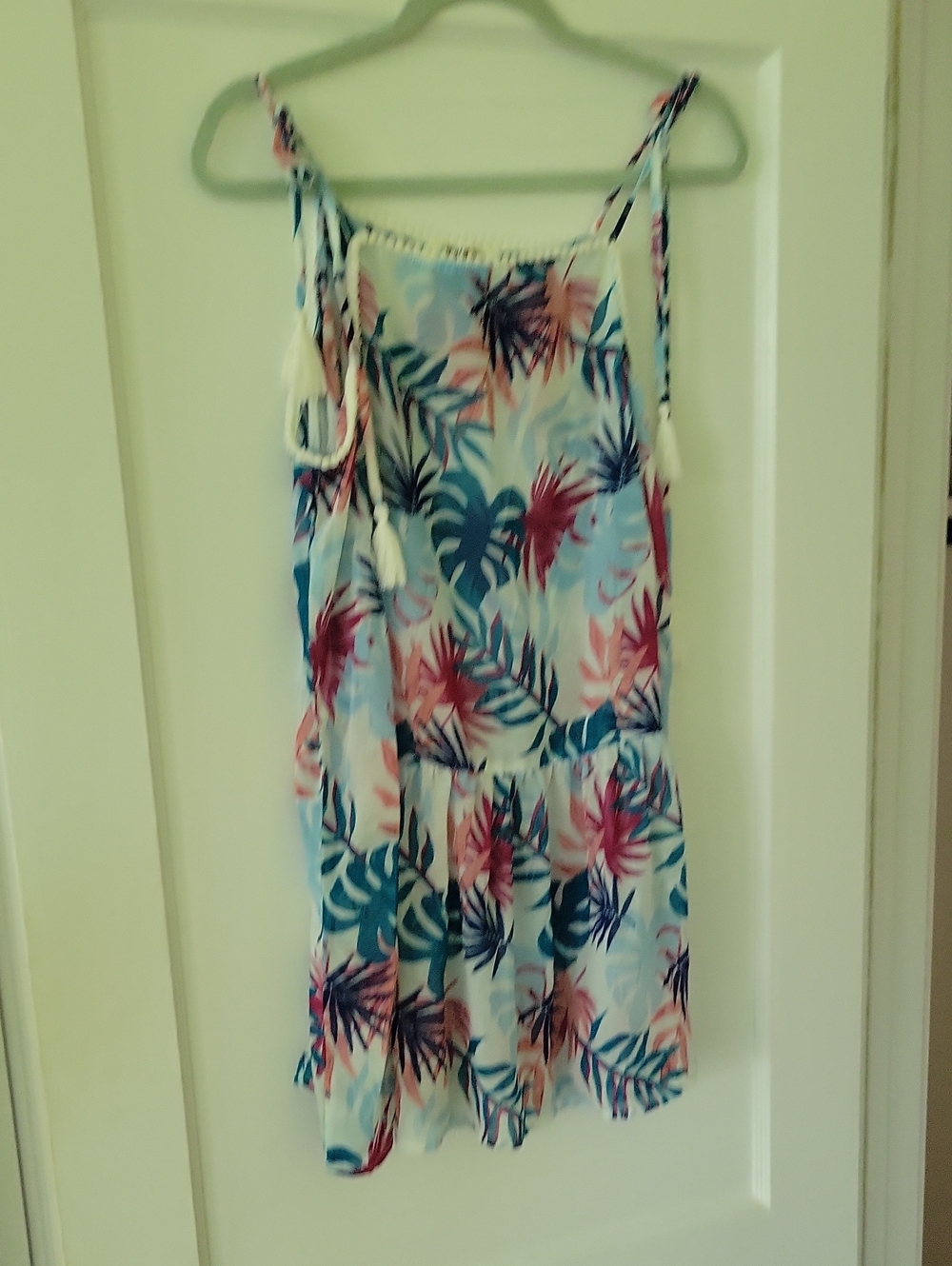 Tropical Leaf Tie-Strap Swim Coverup in Multicolor